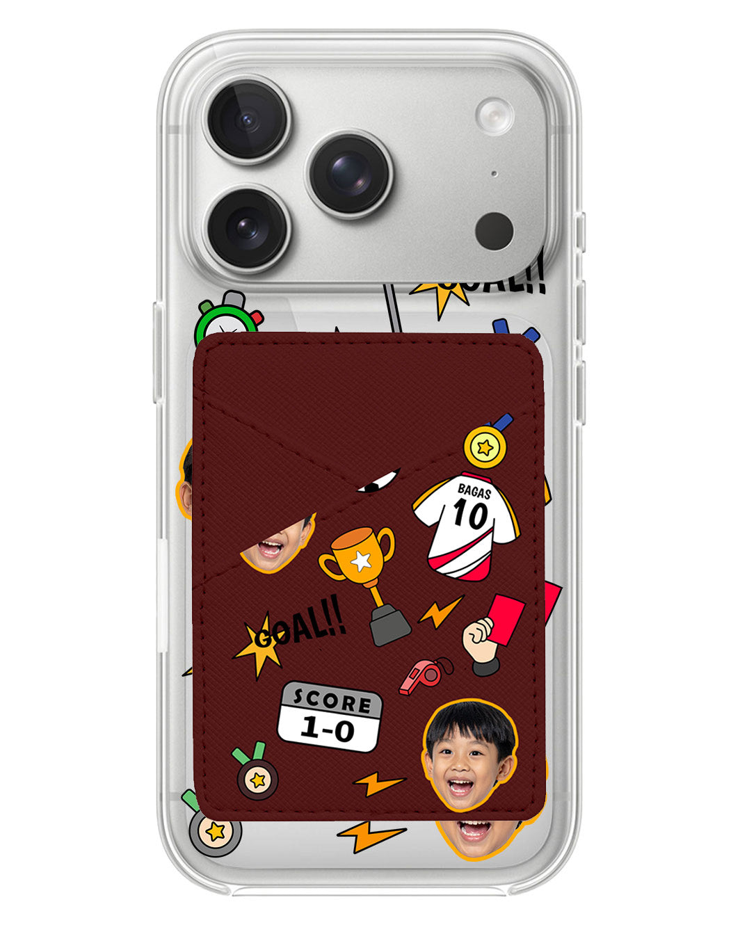 iPhone Phone Wallet Case - Face Grid Soccer