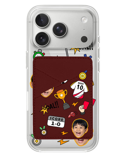 iPhone Phone Wallet Case - Face Grid Soccer