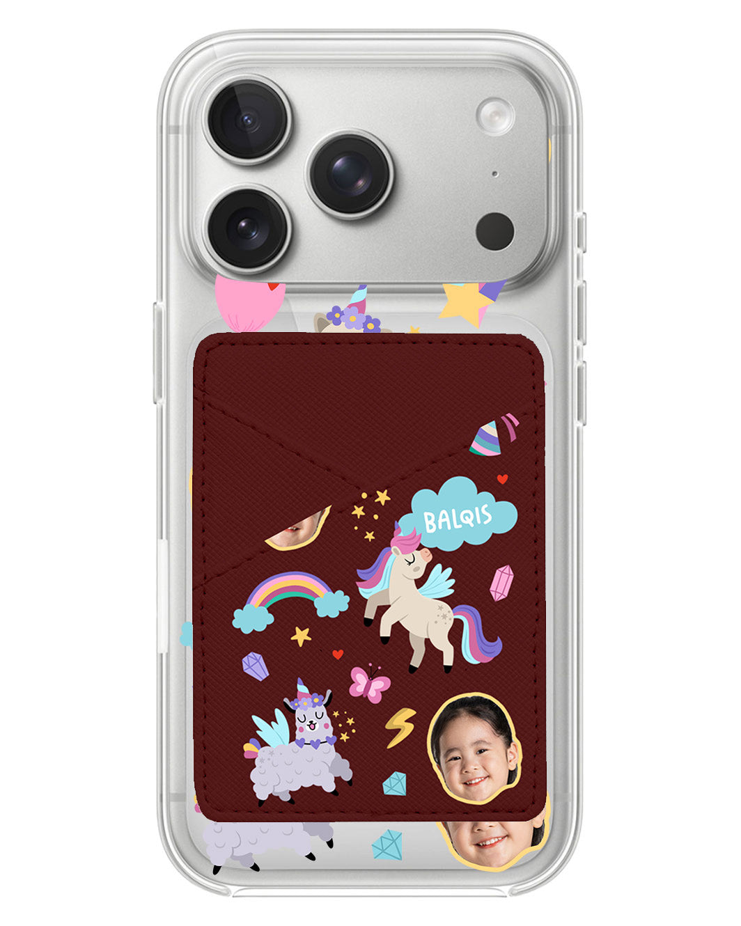 iPhone Phone Wallet Case - Face Grid Unicorn