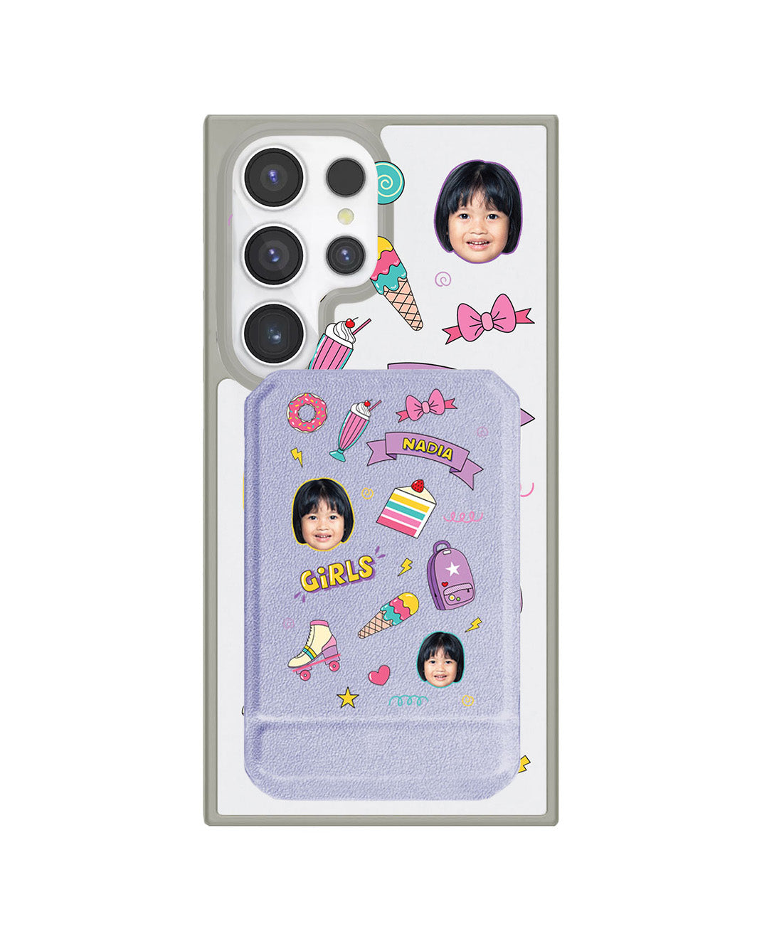 Android Magnetic Multifold Wallet - Face Grid Comic