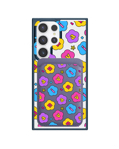 Android Magnetic Wallet Case - Flower Petals Monogram 4.0