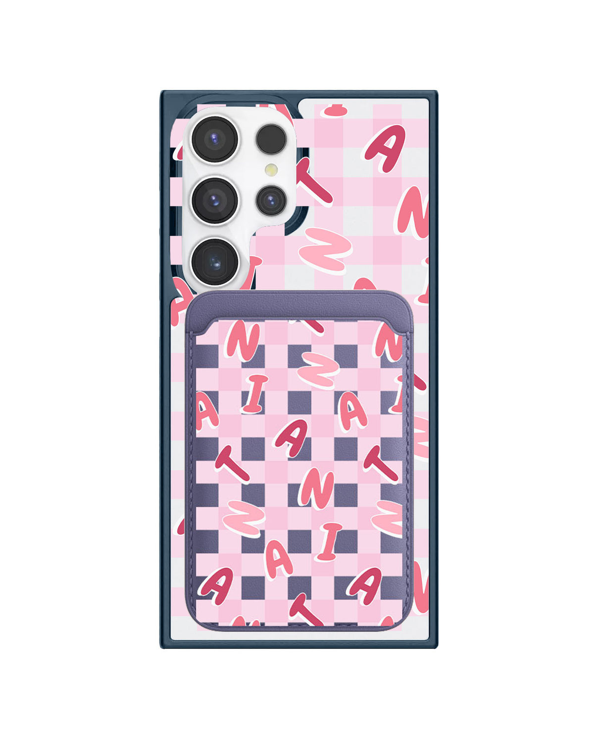 Android Magnetic Wallet Case - Checkered Monogram 1.0