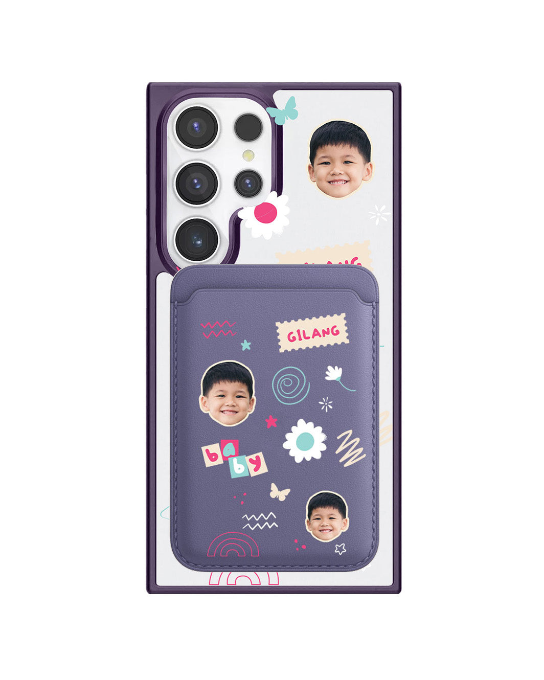 Android Magnetic Wallet Case - Face Grid Abstract