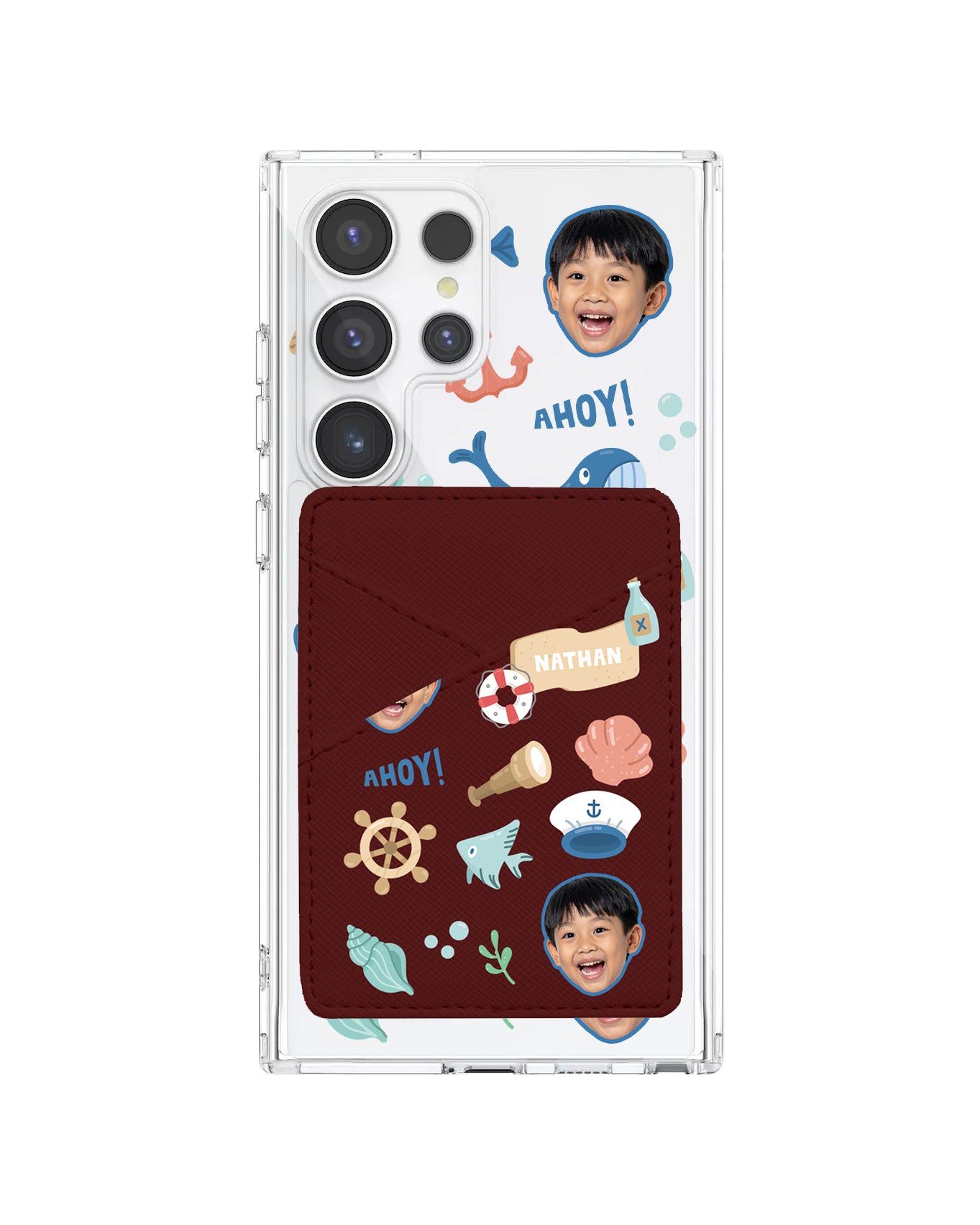 Android Phone Wallet Case - Face Grid Sailor