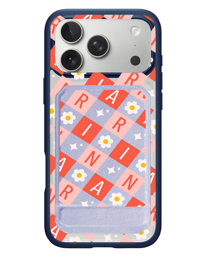 iPhone Magnetic Multifold Wallet - Flower Grid Monogram 2.0