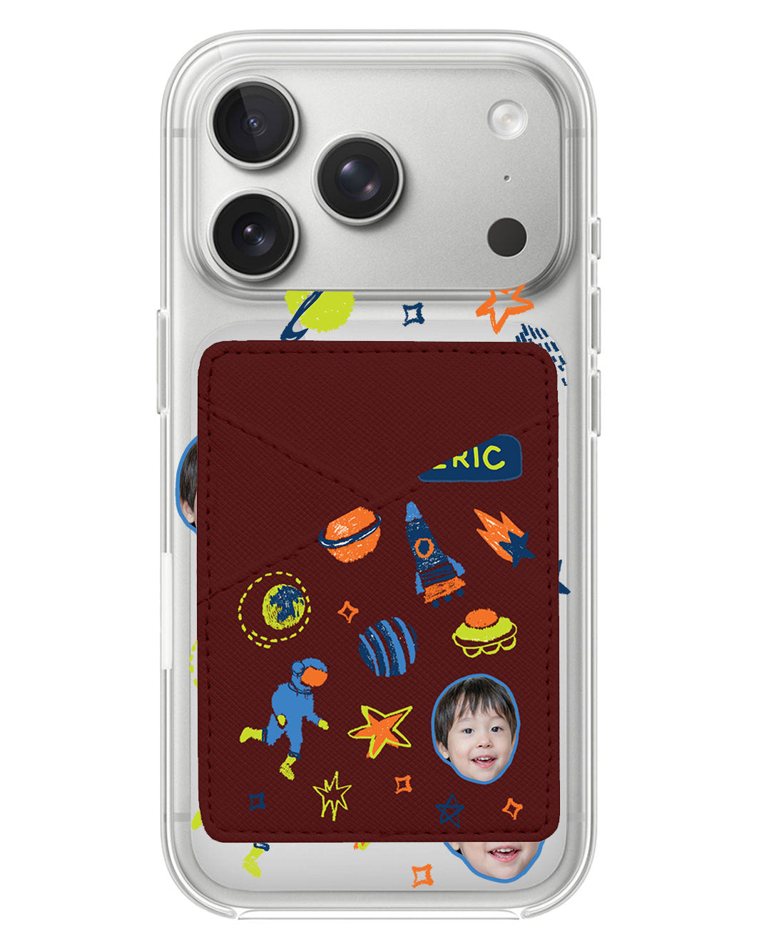 iPhone Phone Wallet Case - Face Grid Galaxy
