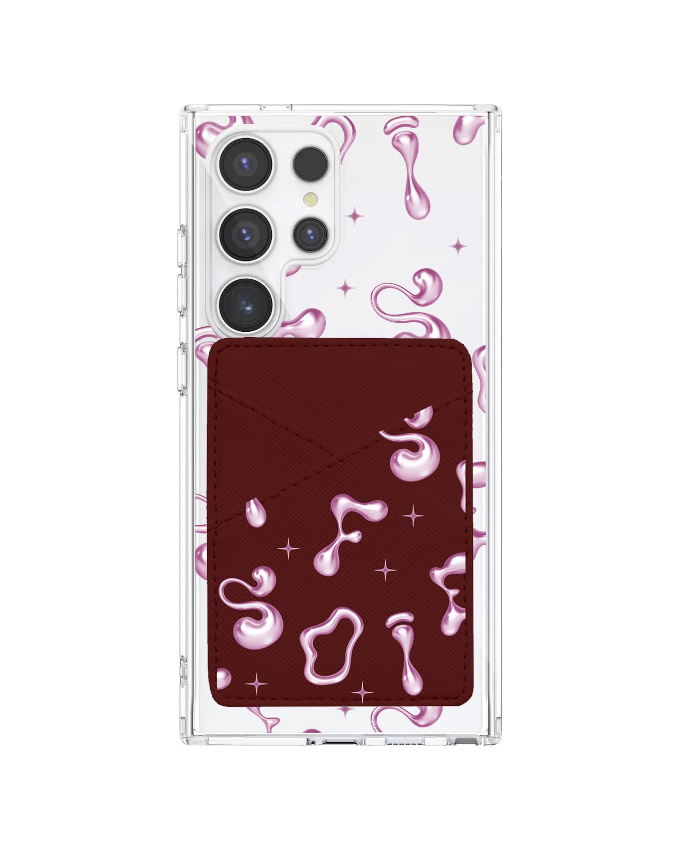 Android Phone Wallet Case - Pink Chrome Monogram
