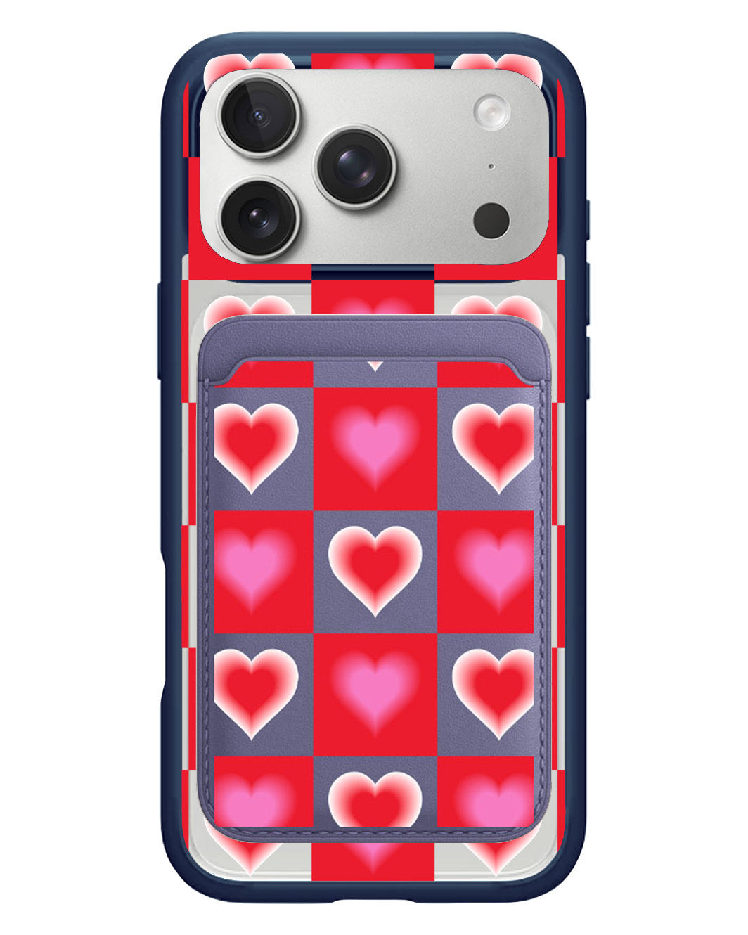 iPhone Magnetic Wallet Case - Love Checkered