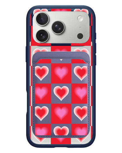 iPhone Magnetic Wallet Case - Love Checkered