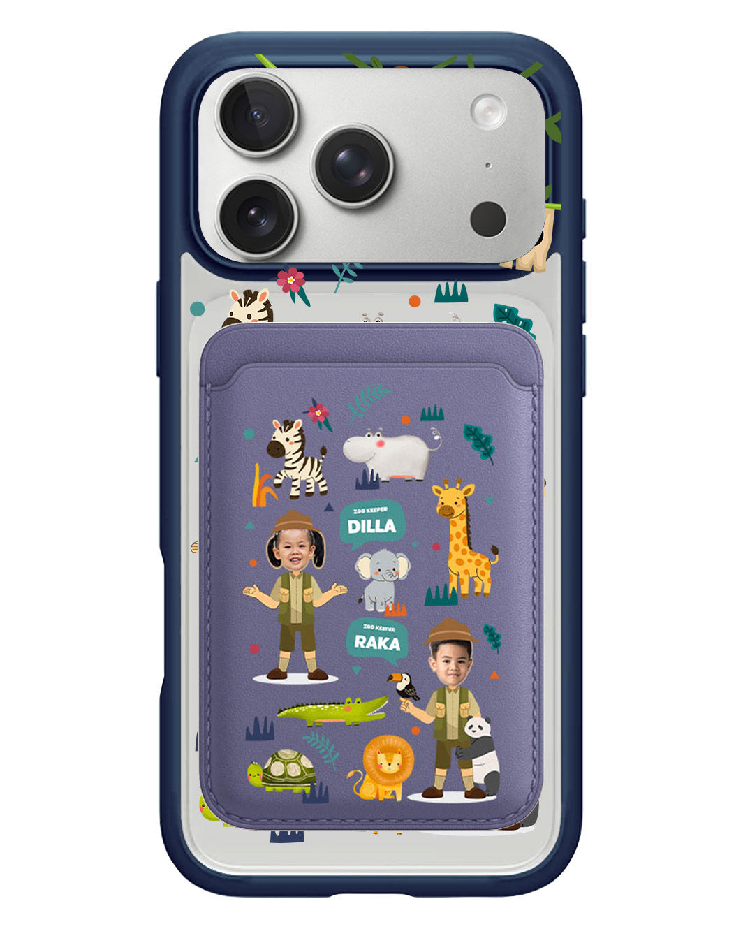 iPhone Magnetic Wallet Case - Face Grid Dream Zoo Keeper