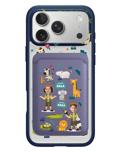 iPhone Magnetic Wallet Case - Face Grid Dream Zoo Keeper