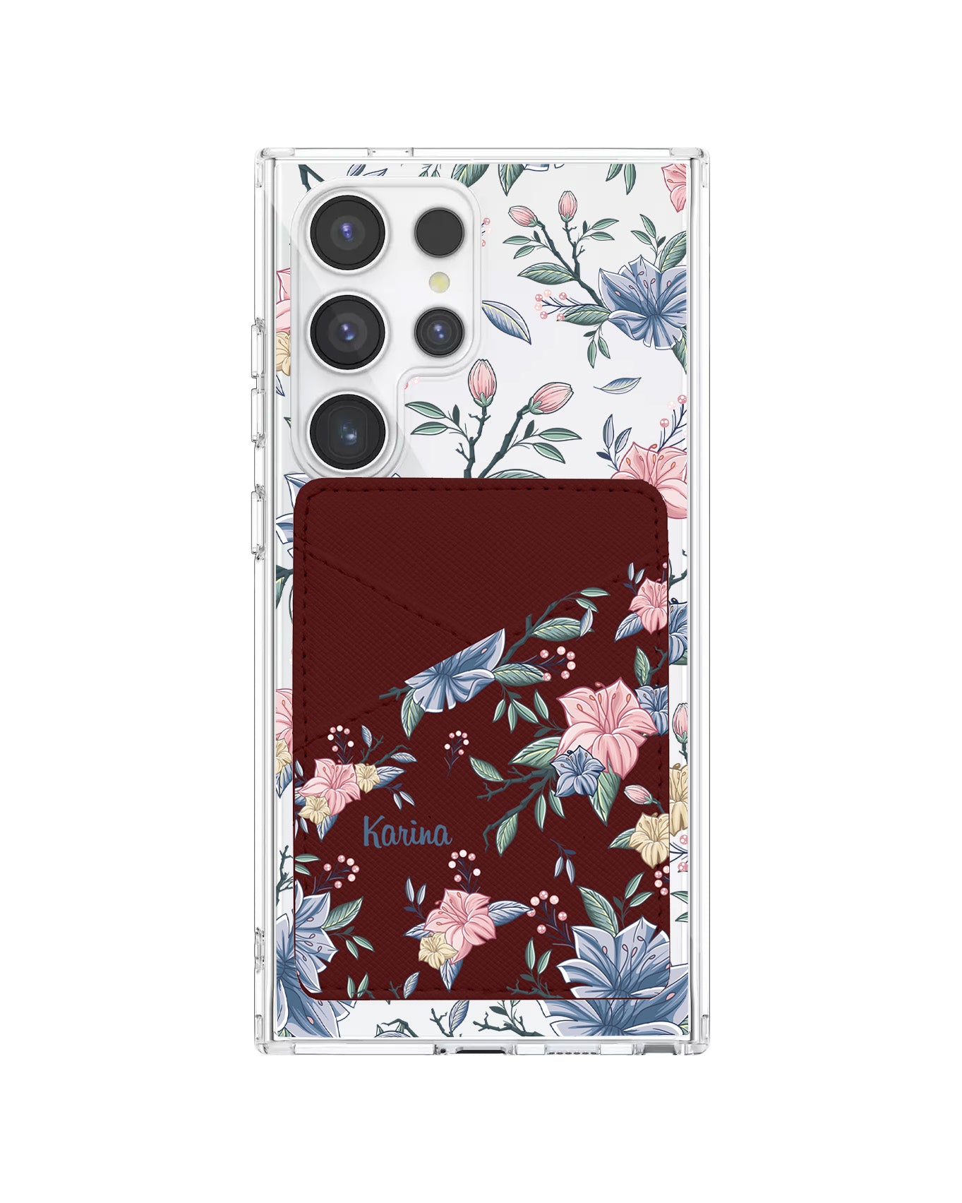 Android Phone Wallet Case - Pink & Blue Floral
