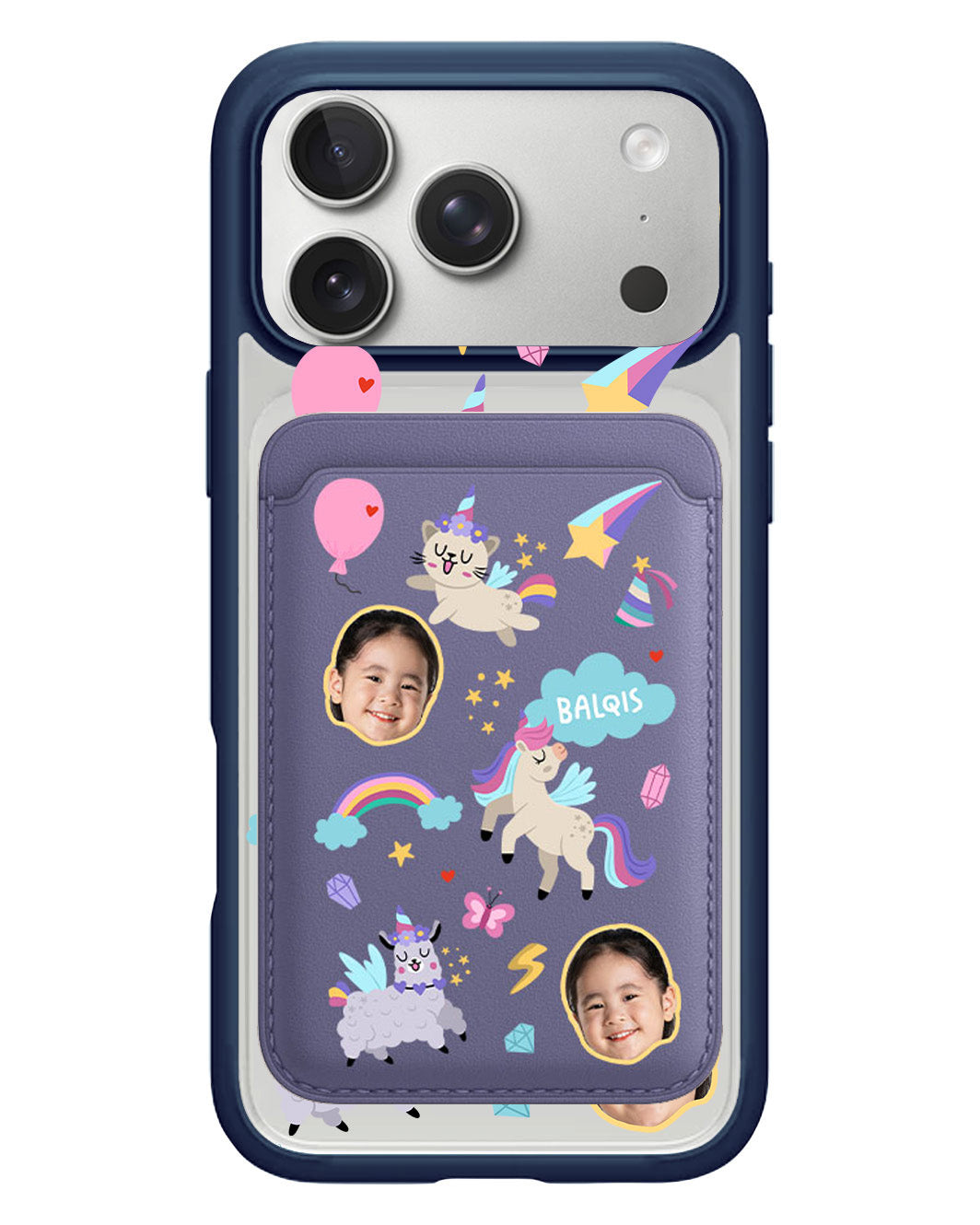iPhone Magnetic Wallet Case - Face Grid Unicorn