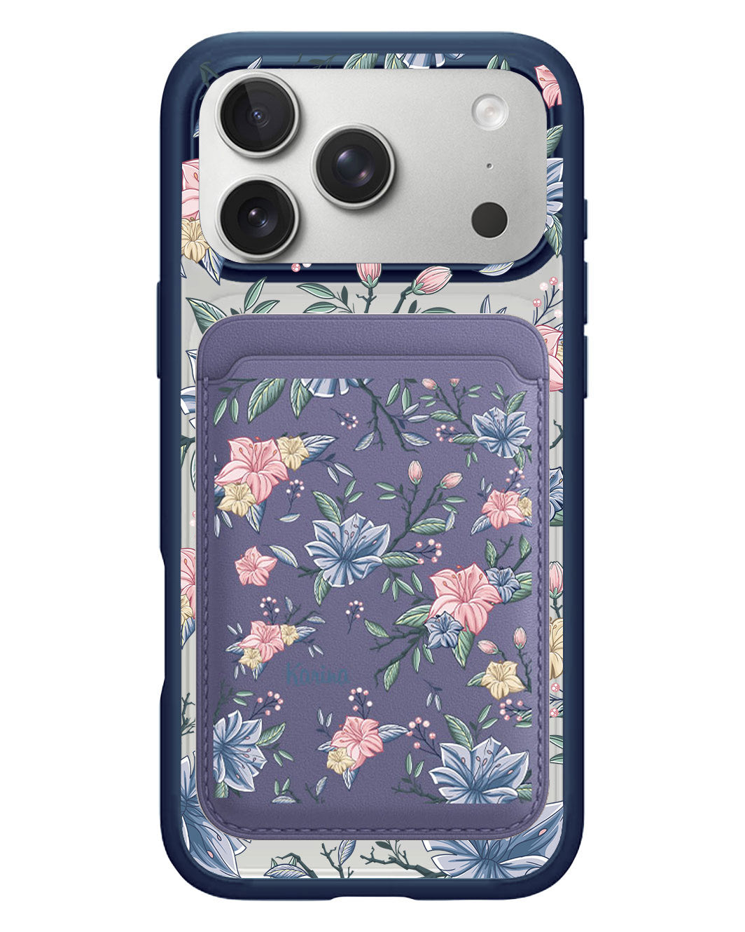 iPhone Magnetic Wallet Case - Pink & Blue Florals