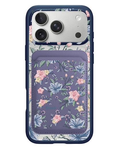 iPhone Magnetic Wallet Case - Pink & Blue Florals