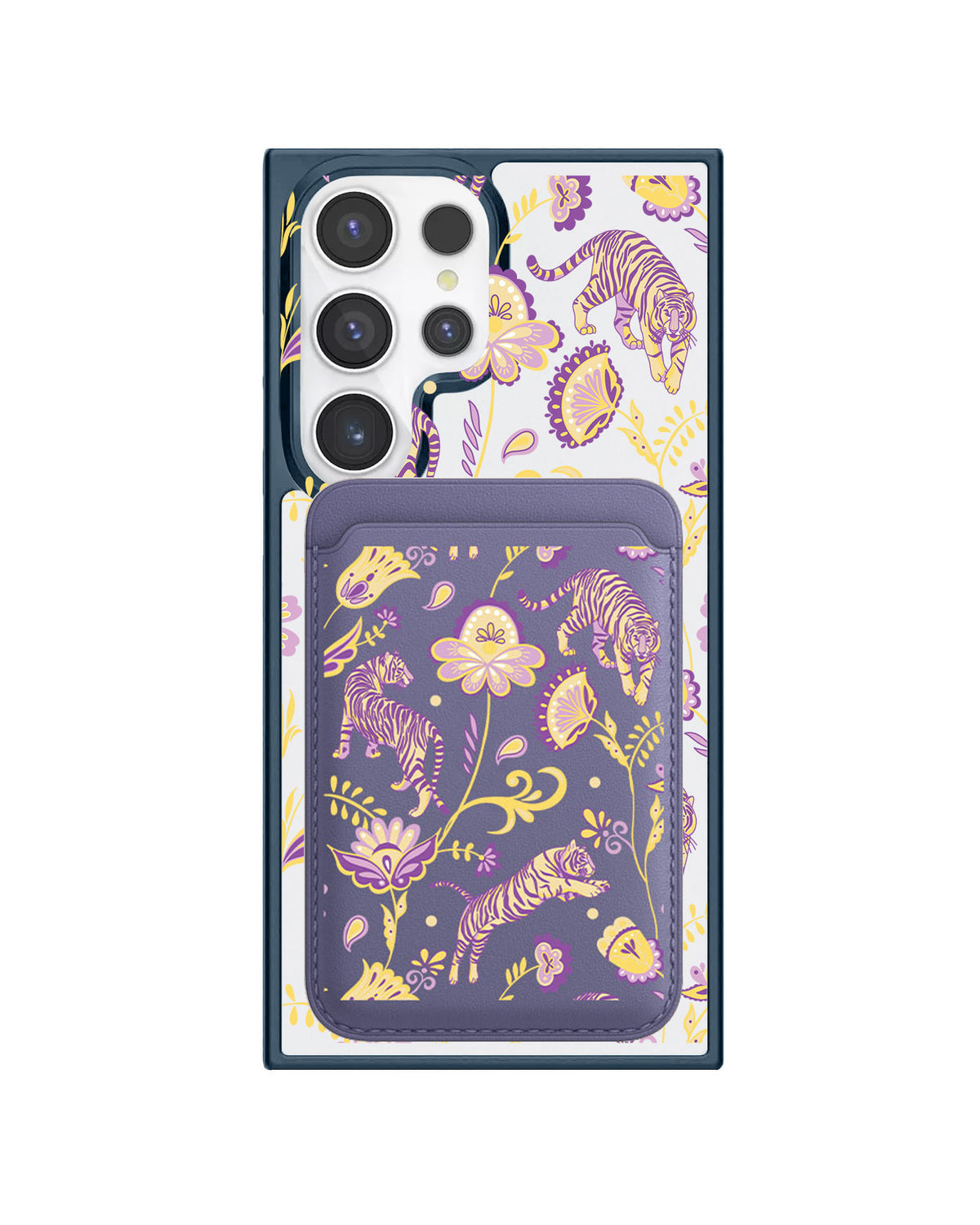 Android Magnetic Wallet Case - Tiger & Floral 4.0