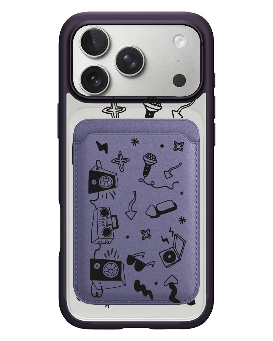 iPhone Magnetic Wallet Case - Rock n Roll Black