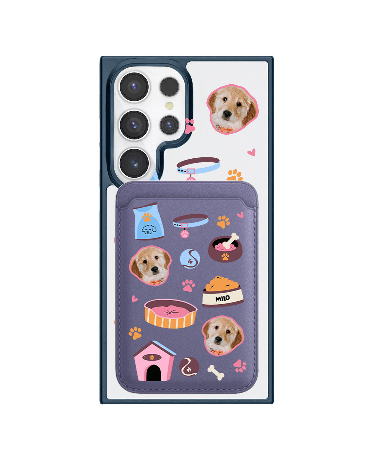 Android Magnetic Wallet Case - Pet Grid Puppy Cozy Day