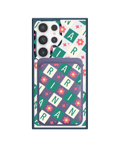 Android Magnetic Wallet Case - Flower Grid Monogram 4.0