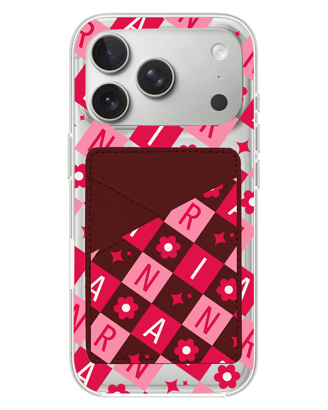 iPhone Phone Wallet Case - Flower Grid Monogram 1.0