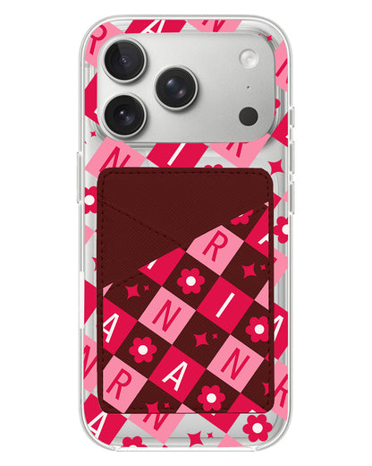 iPhone Phone Wallet Case - Flower Grid Monogram 1.0