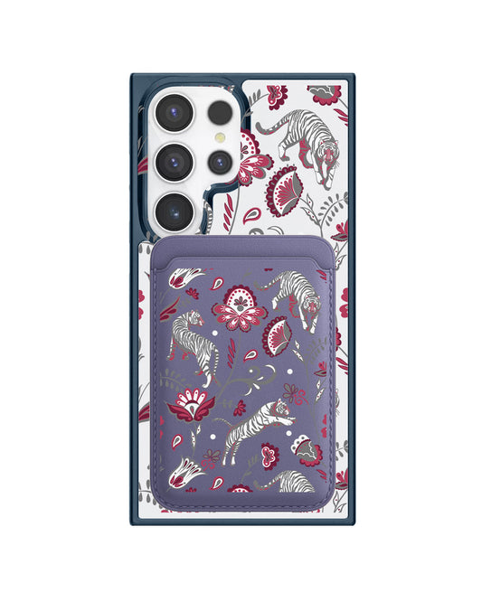 Android Magnetic Wallet Case - Tiger & Floral 6.0