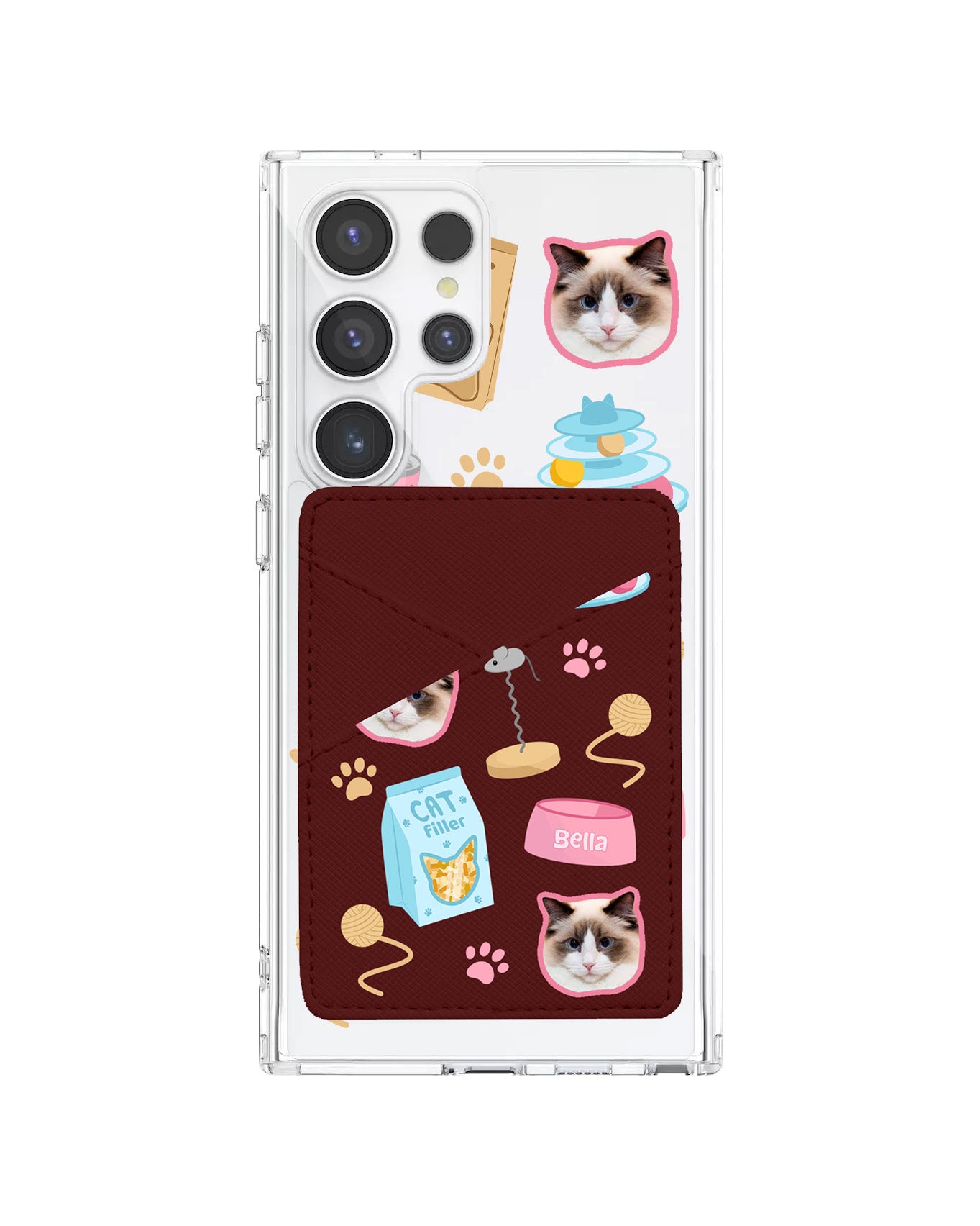 Android Phone Wallet Case - Pet Grid Kitty Playtime