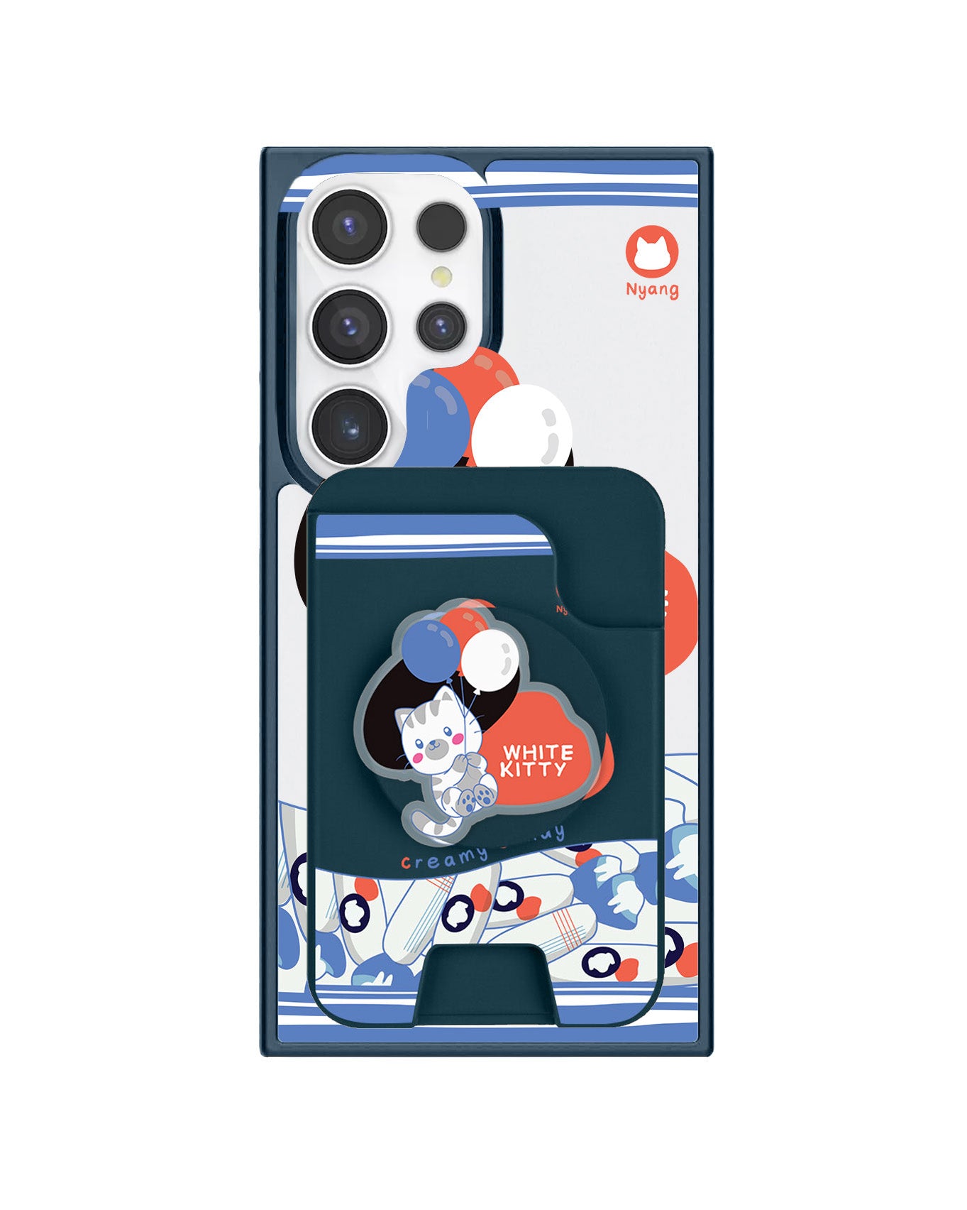 Android Magpop Wallet - White Kitty