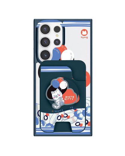 Android Magpop Wallet - White Kitty