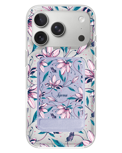 iPhone Magnetic Multifold Wallet - Pink Tulip