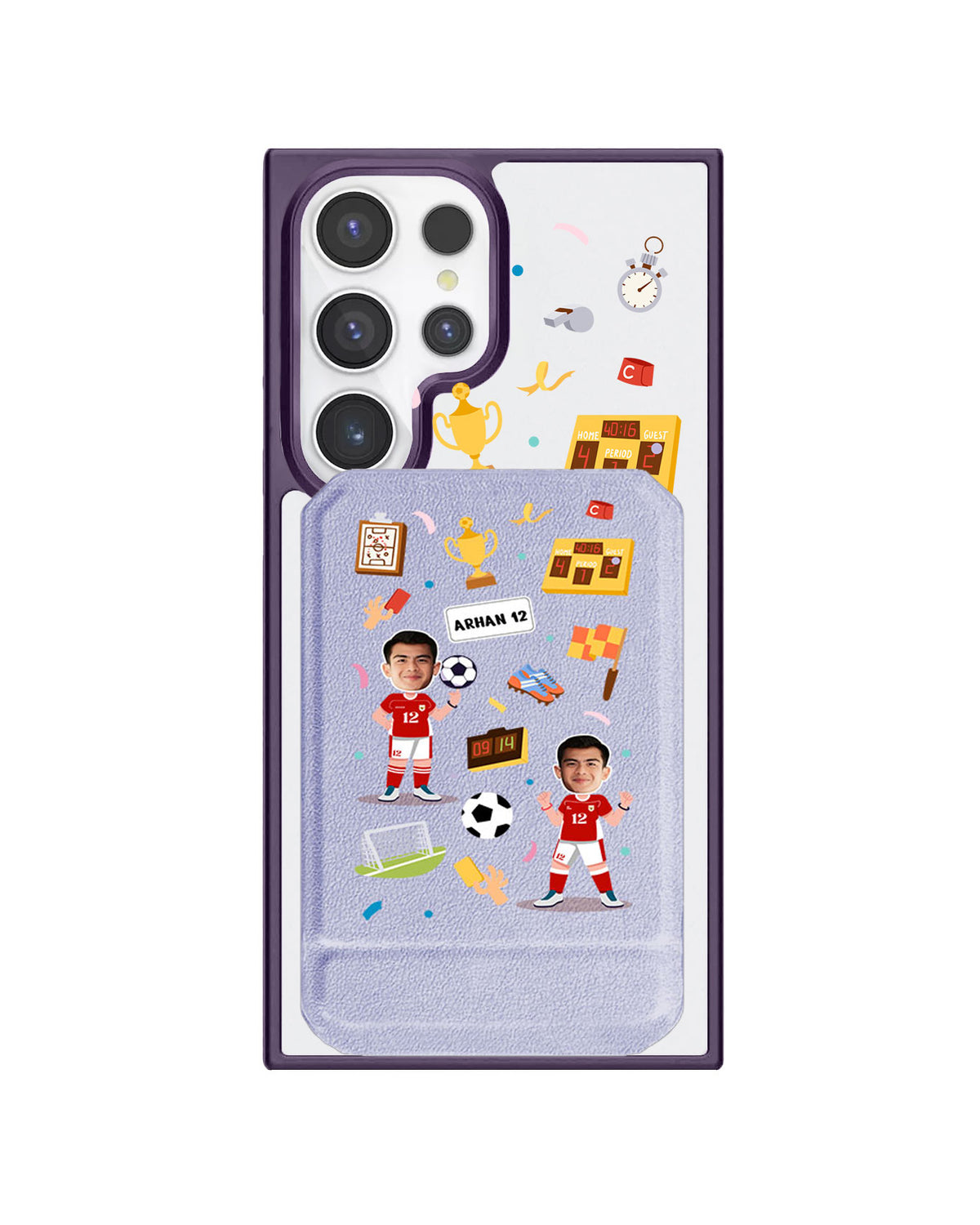 Android Magnetic Multifold Wallet - Face Grid Dream Soccer
