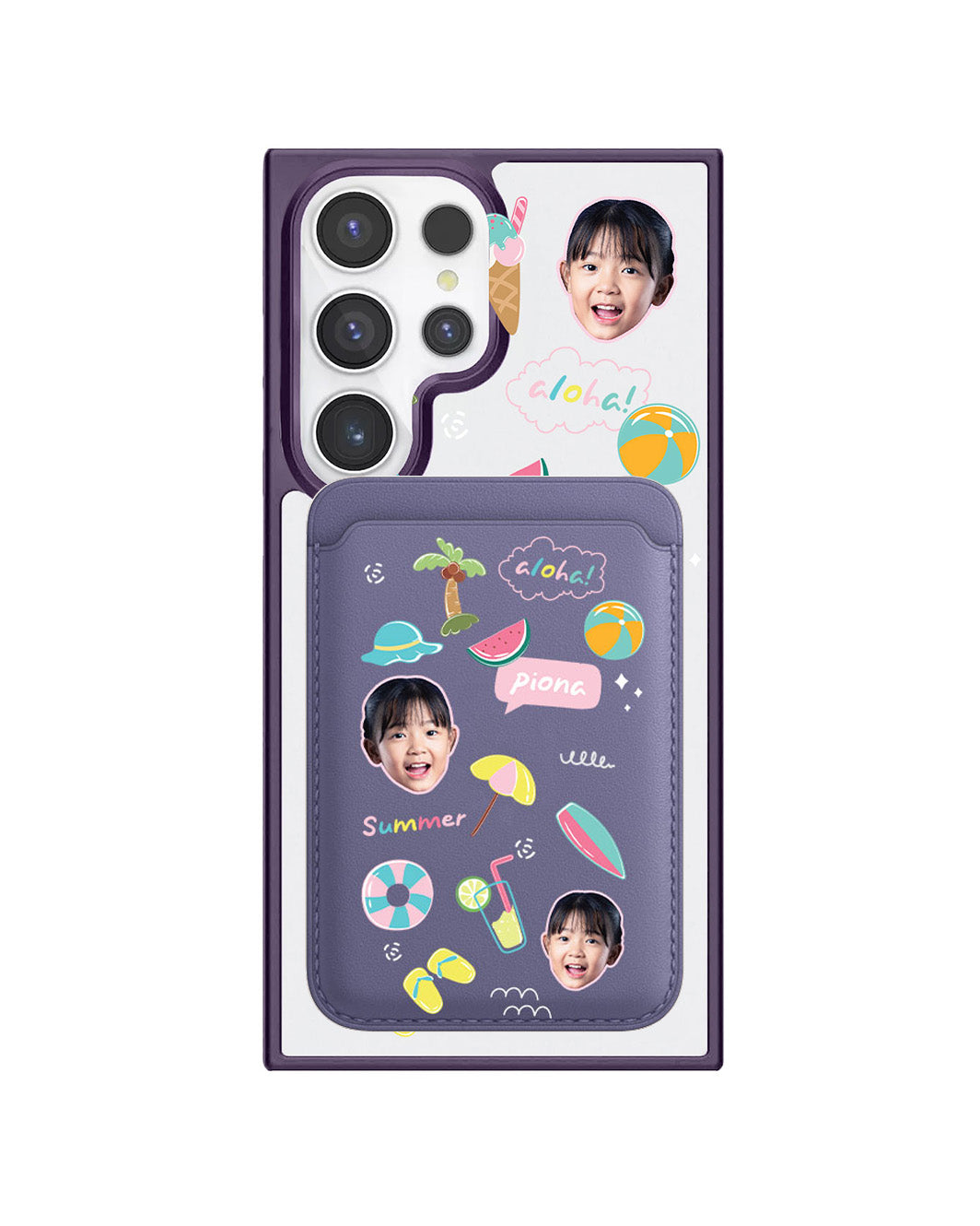 Android Magnetic Wallet Case - Face Grid Summer