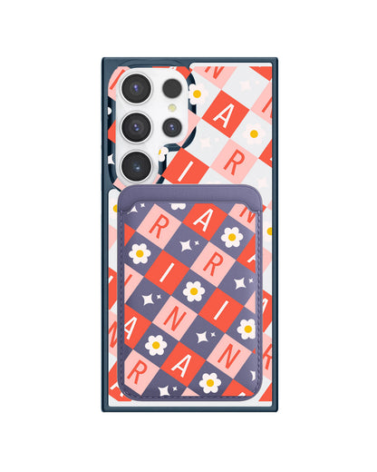 Android Magnetic Wallet Case - Flower Grid Monogram 2.0