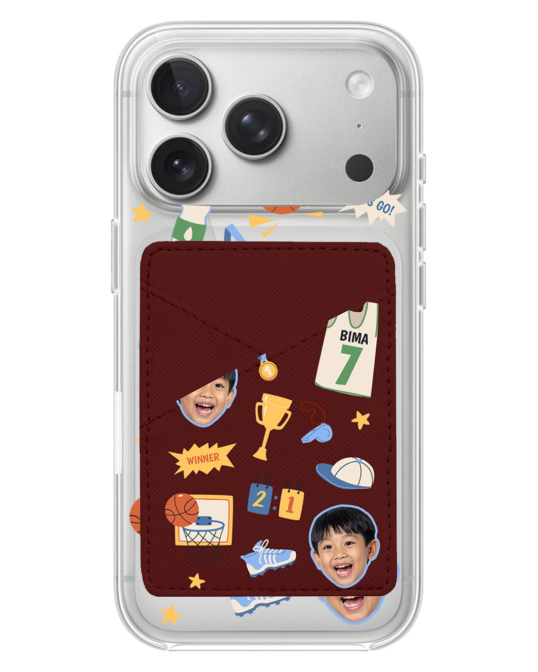 iPhone Phone Wallet Case - Face Grid Basketball