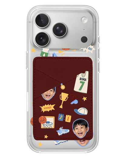 iPhone Phone Wallet Case - Face Grid Basketball