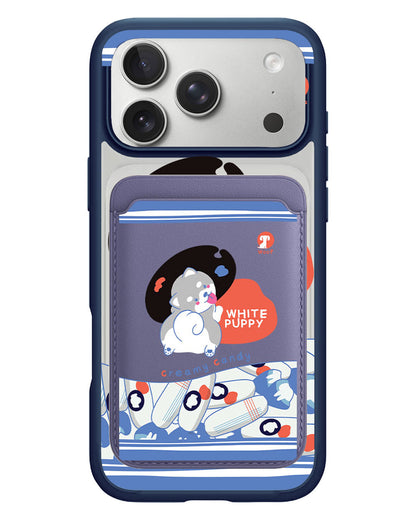 iPhone Magnetic Wallet Case - White Puppy