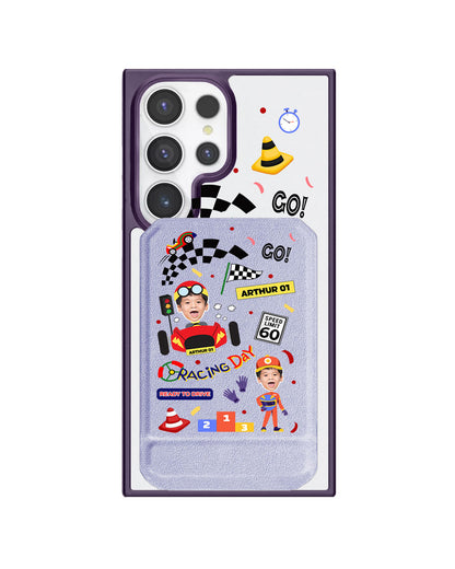 Android Magnetic Multifold Wallet - Face Grid Dream Racer
