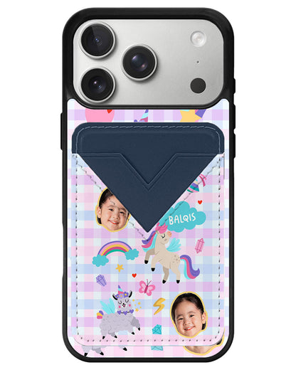 iPhone Avant Wallet Case - Face Grid Unicorn