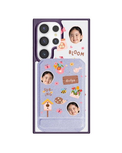 Android Magnetic Multifold Wallet - Face Grid Spring Bloom