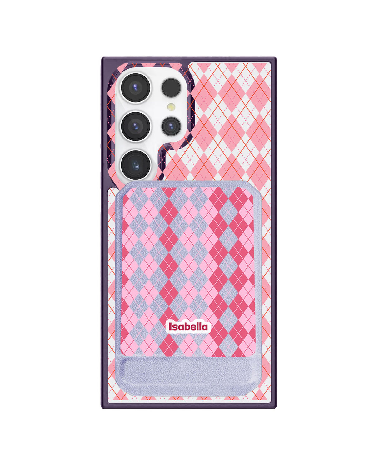 Android Magnetic Multifold Wallet - Pink Argyle