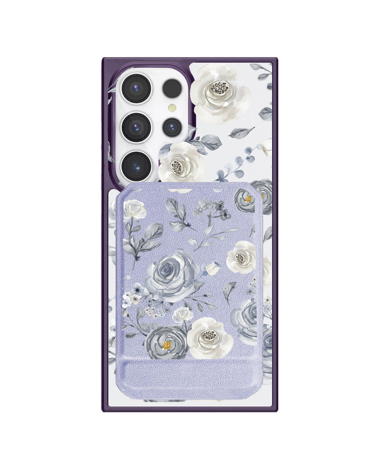 Android Magnetic Multifold Wallet - Blue Rose