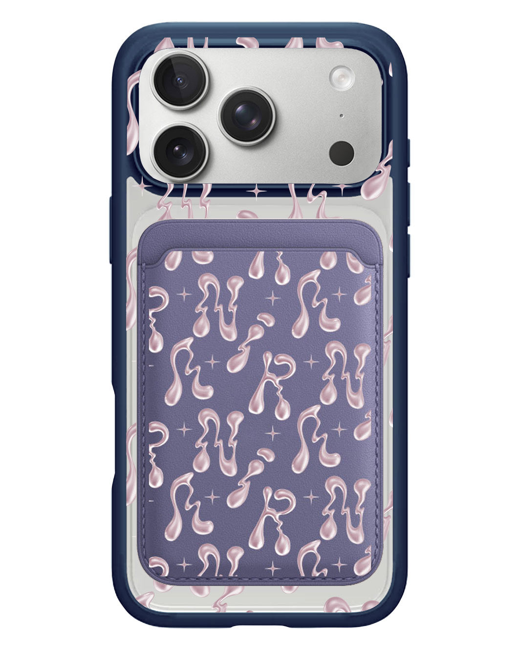 iPhone Magnetic Wallet Case - Pink Chrome Monogram 2.0