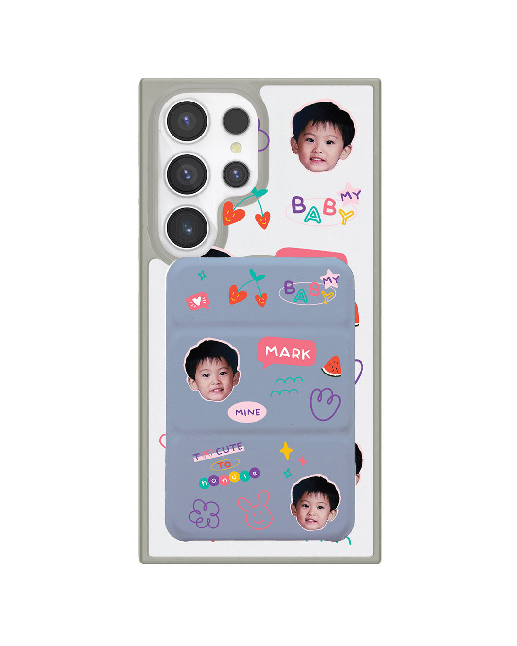 Android Magnetic Trifold Wallet Case - Face Grid