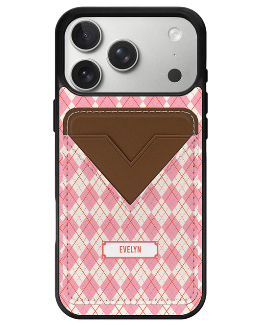 iPhone Avant Wallet Case - Pink Argyle