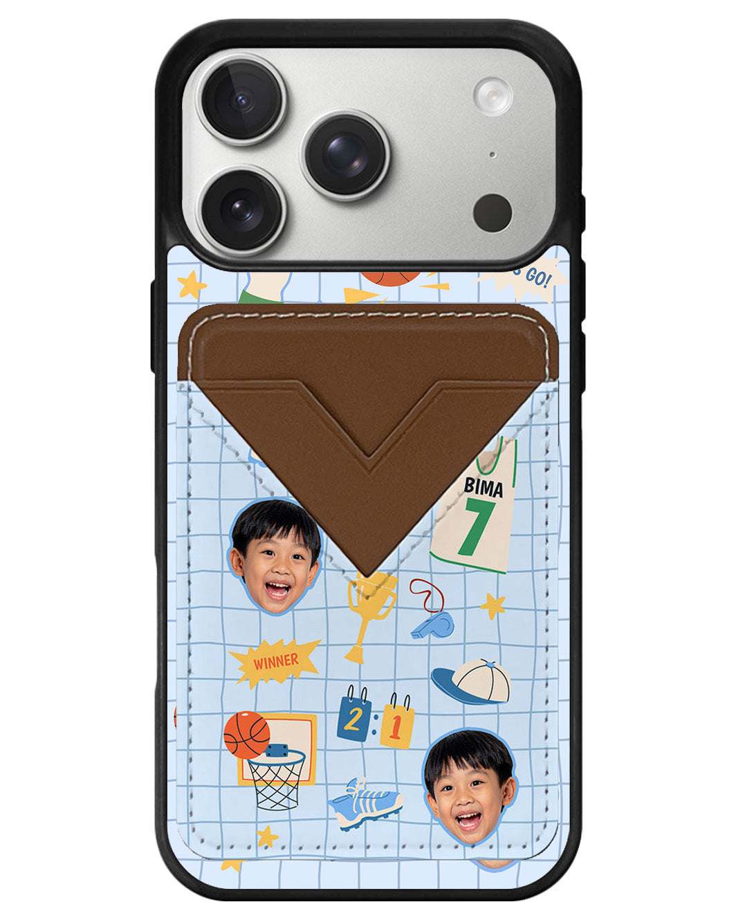 iPhone Avant Wallet Case - Face Grid Basketball