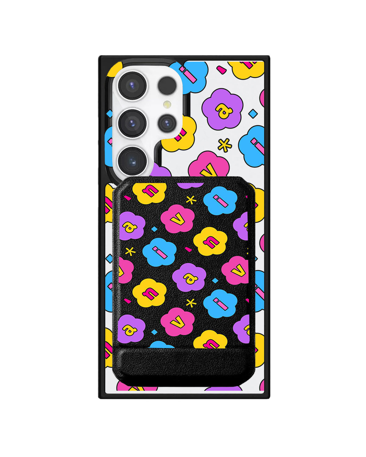 Android Magnetic Multifold Wallet - Flower Petals Monogram 4.0