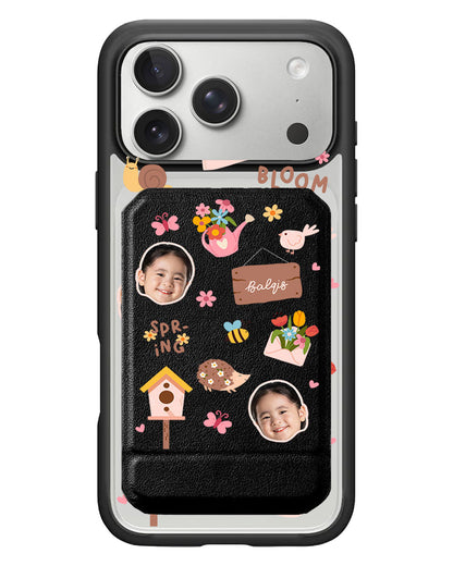 iPhone Magnetic Multifold Wallet - Face Grid Spring Bloom