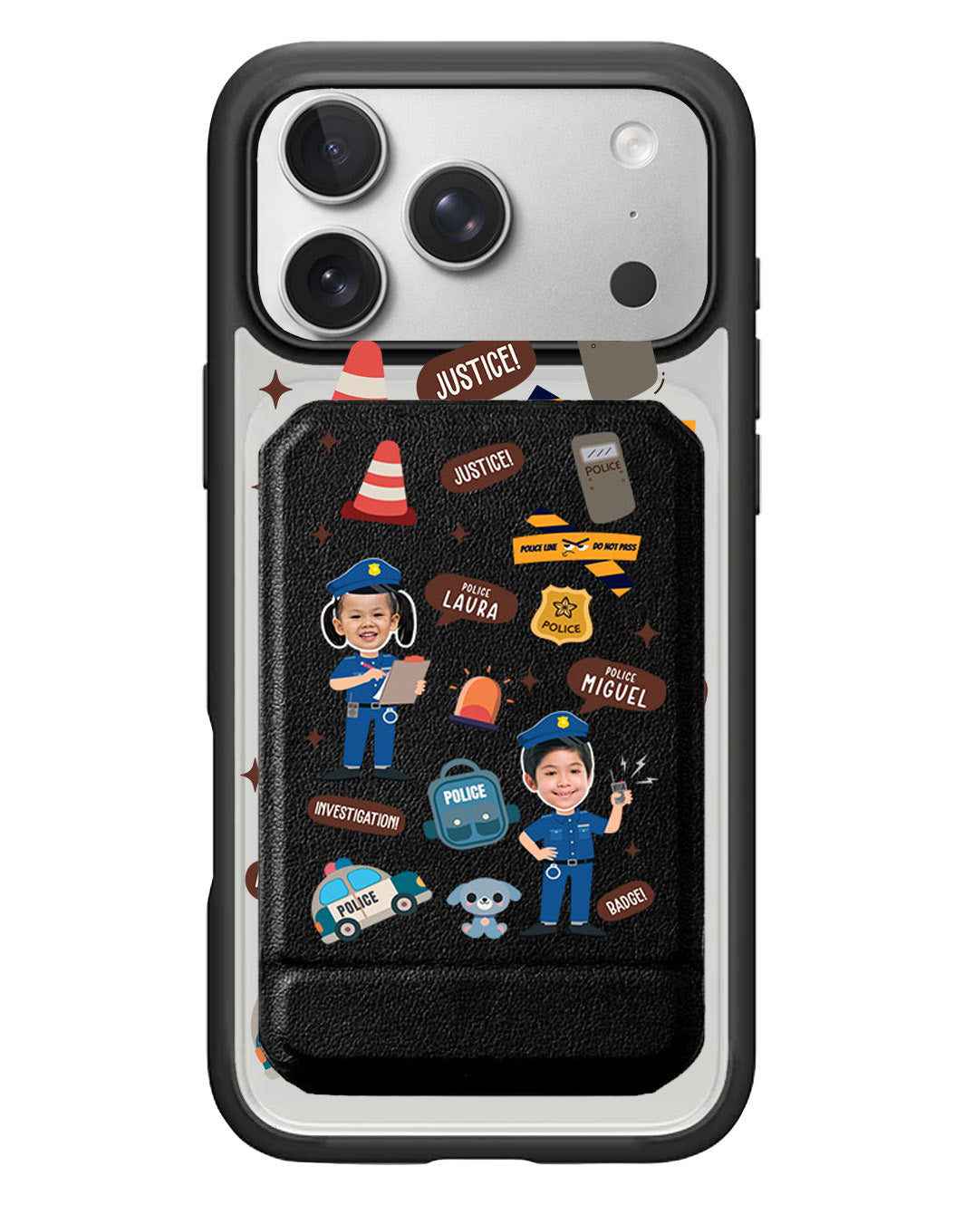 iPhone Magnetic Multifold Wallet - Face Grid Dream Police