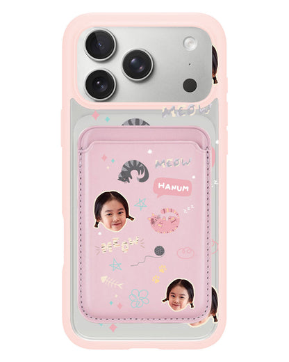 iPhone Magnetic Wallet Case - Face Grid Kitty
