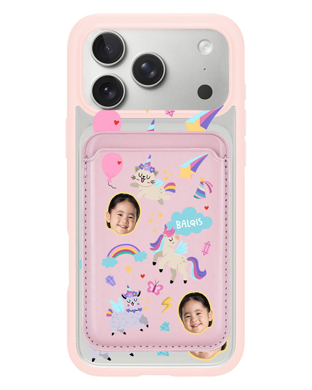 iPhone Magnetic Wallet Case - Face Grid Unicorn